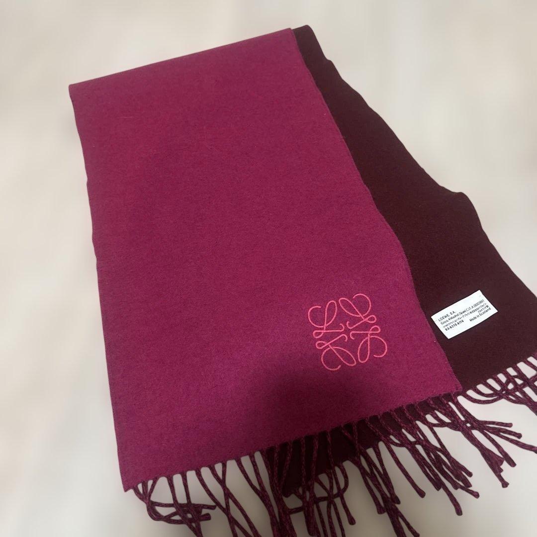 LOEWE マフラー ワインレッド ピンク