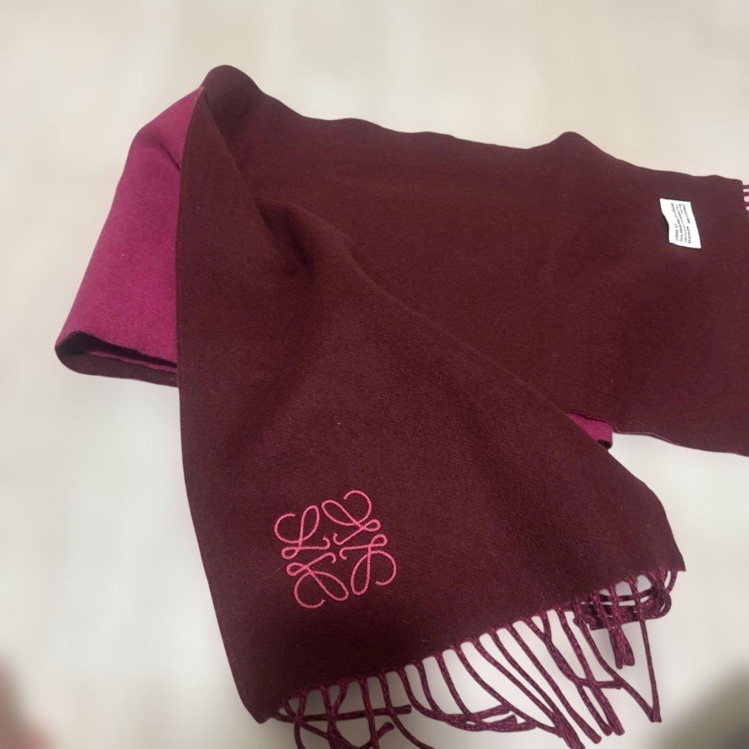 LOEWE マフラー ワインレッド ピンク