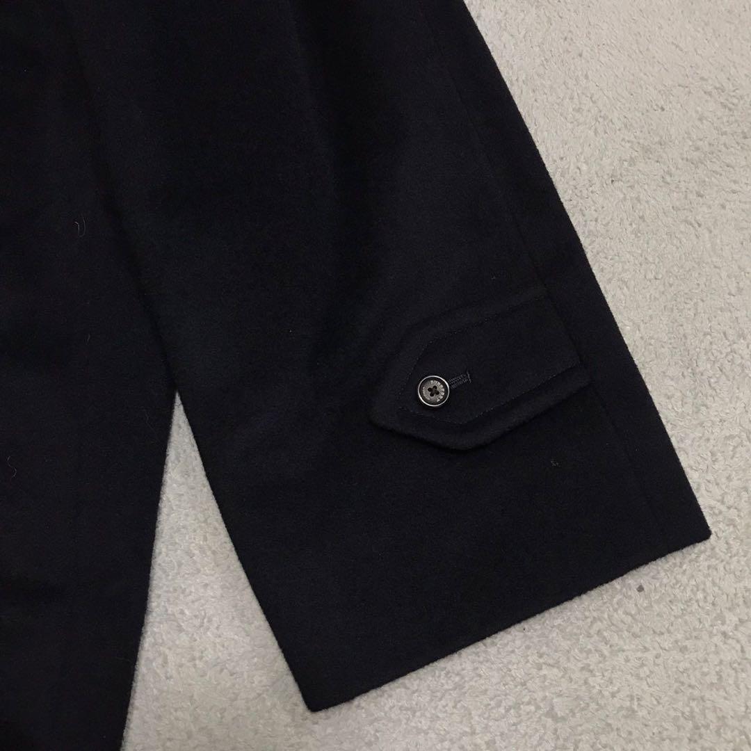 90s バーバリーズ　ビンテージウールロングコート　カシミア混　日本製　ネイビー