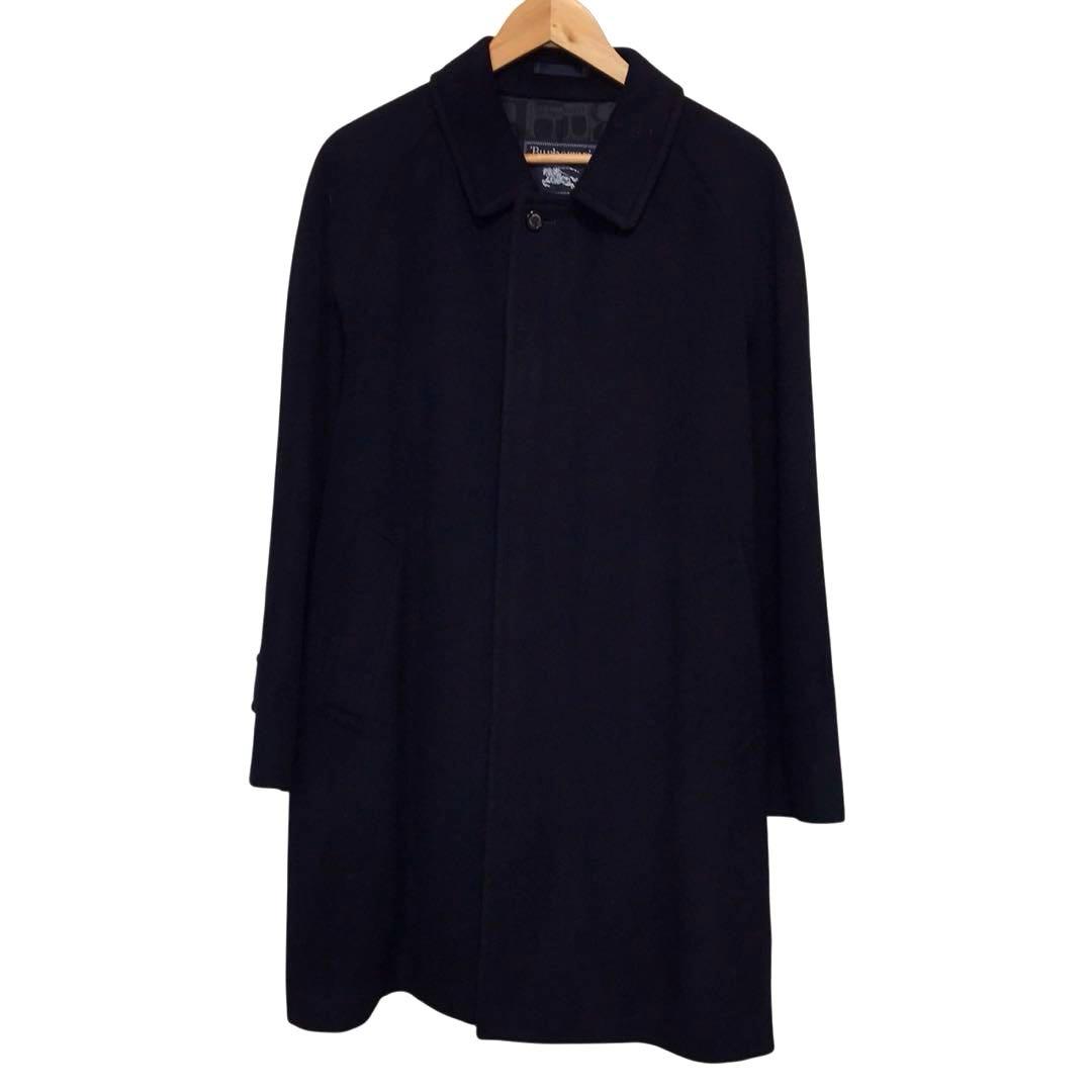 90s バーバリーズ　ビンテージウールロングコート　カシミア混　日本製　ネイビー