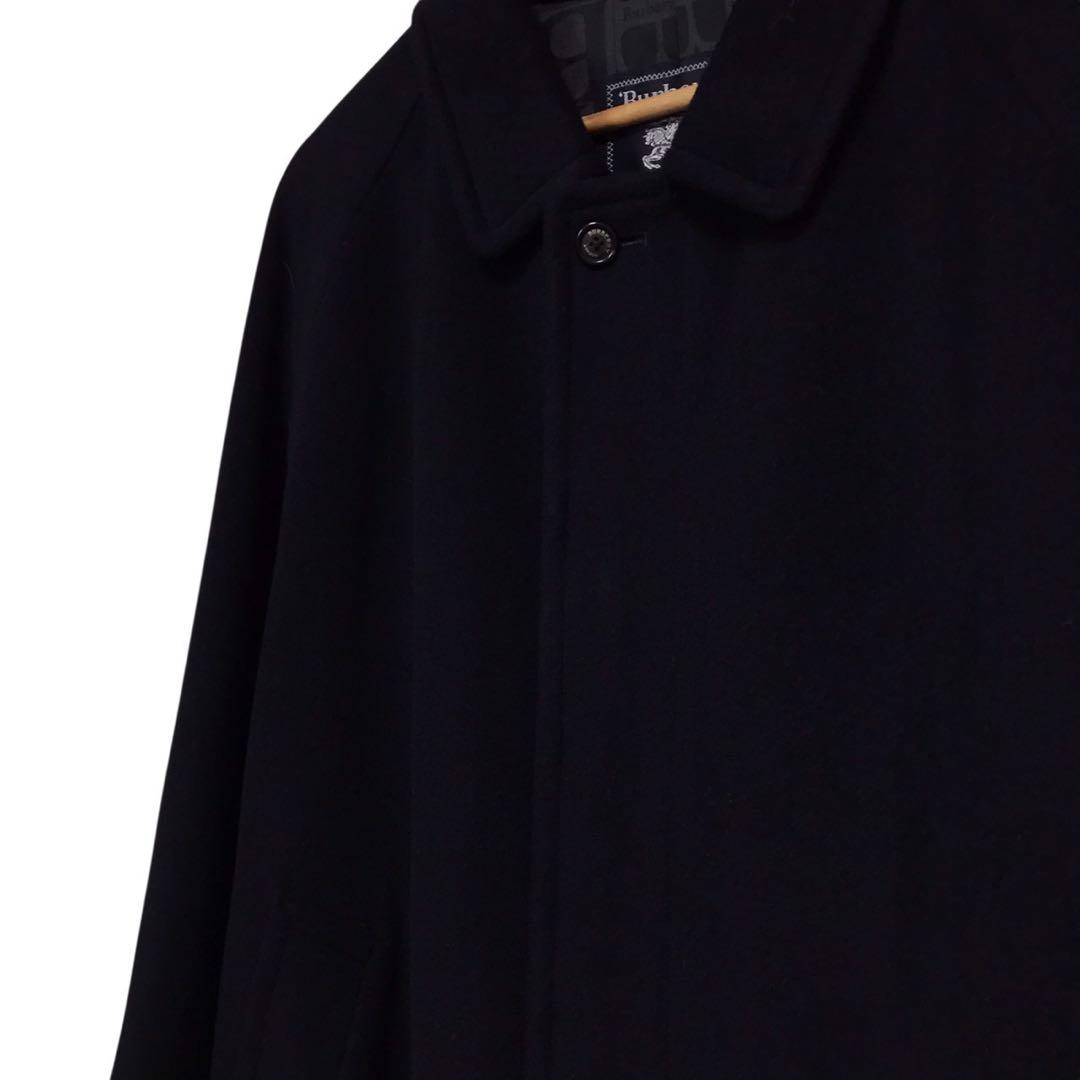 90s バーバリーズ　ビンテージウールロングコート　カシミア混　日本製　ネイビー