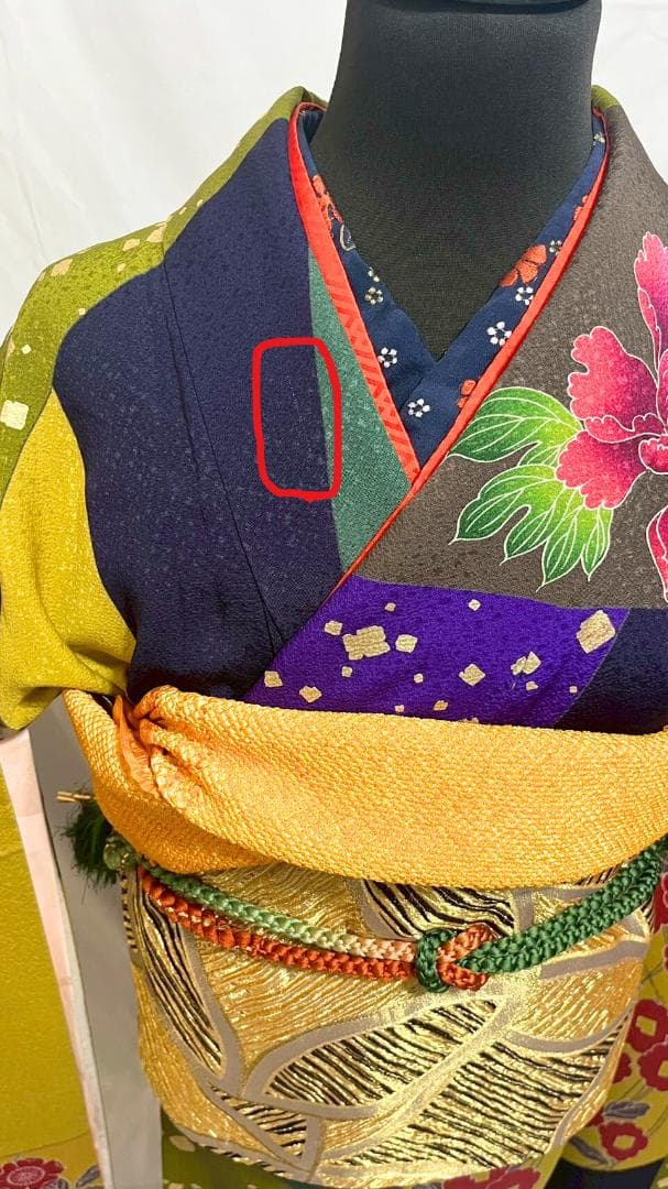 【美品】比嘉京子　振袖フルセット成人式6点セット金箔/紫/赤/緑/黒トールサイズ