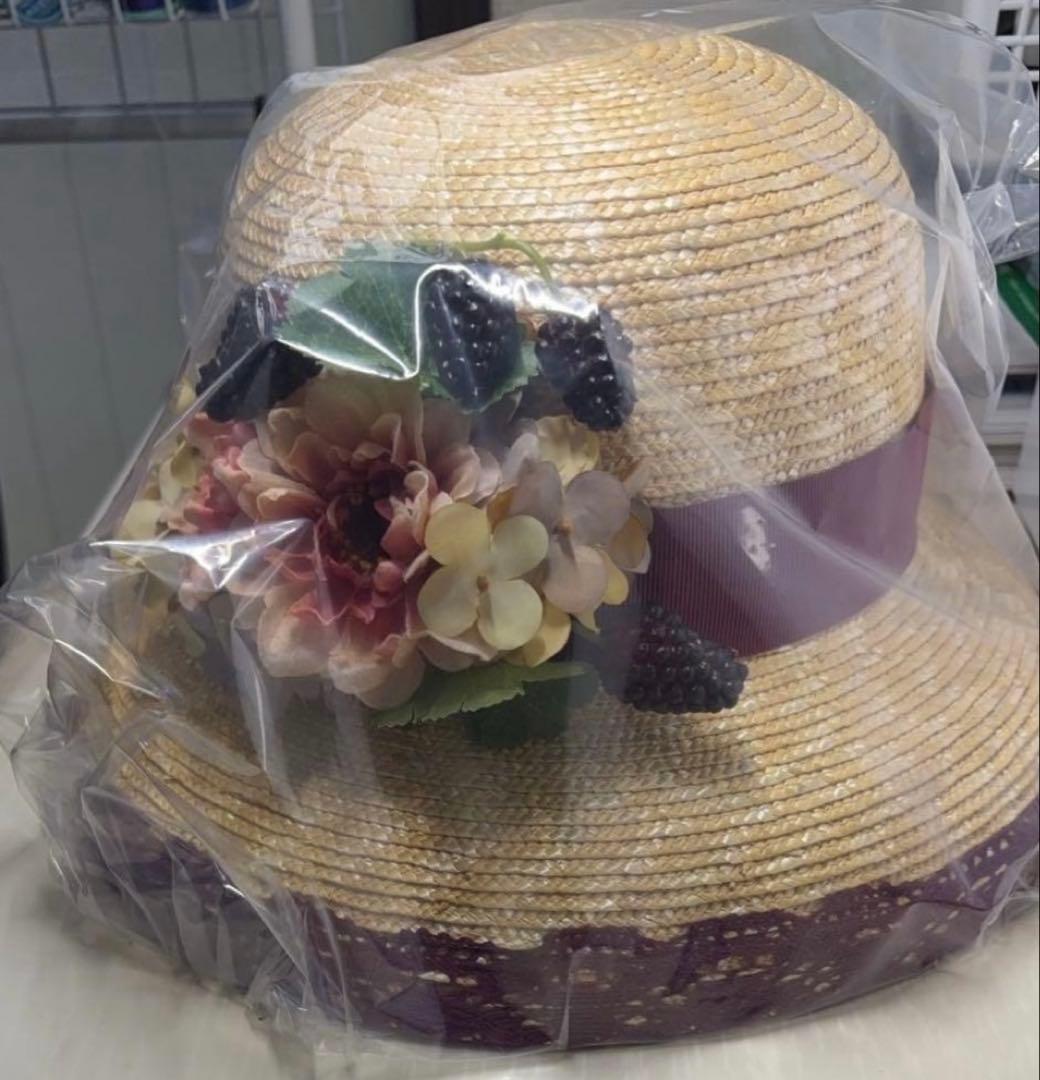 イノセントワールド コサージュ付きカサブランカハット ボルドー