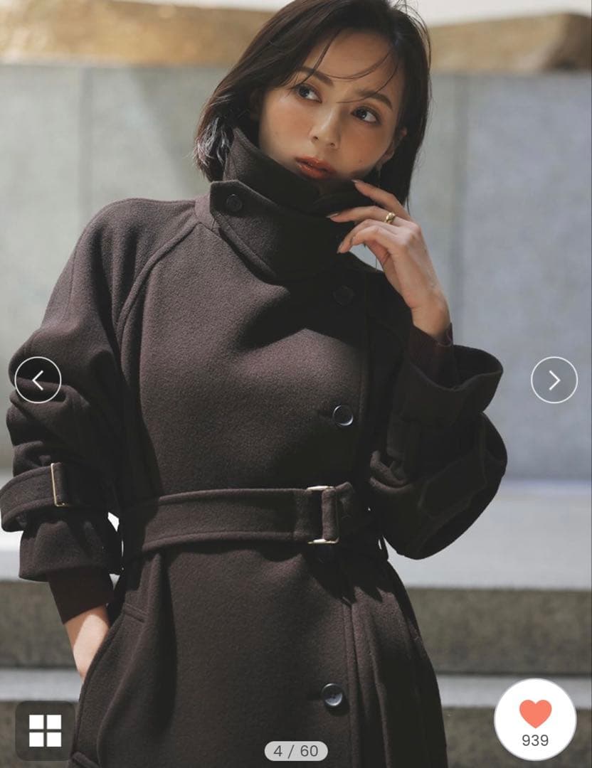 アニュアンス　ウールトレンチコート　DBRW Sサイズ　2024AW