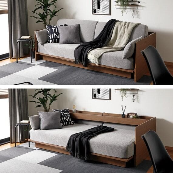 ニトリ 3Way ベッドソファ ソファベッド ミドルブラウン 美品 茶色