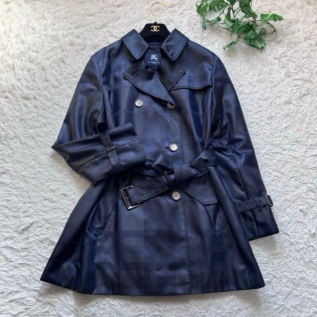 美品 バーバリー ロンドン トレンチコート シャドーチェック 大きいサイズ 44
