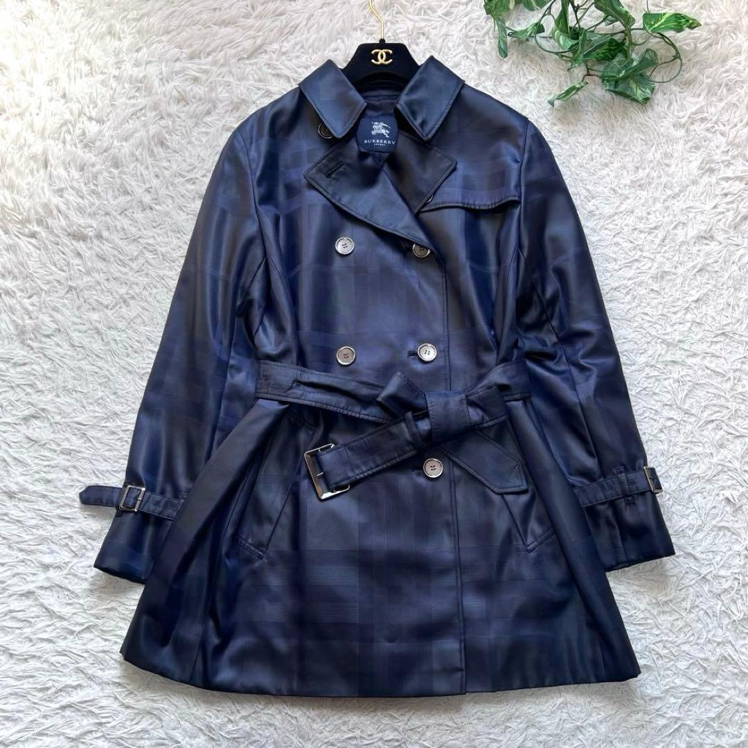 美品 バーバリー ロンドン トレンチコート シャドーチェック 大きいサイズ 44
