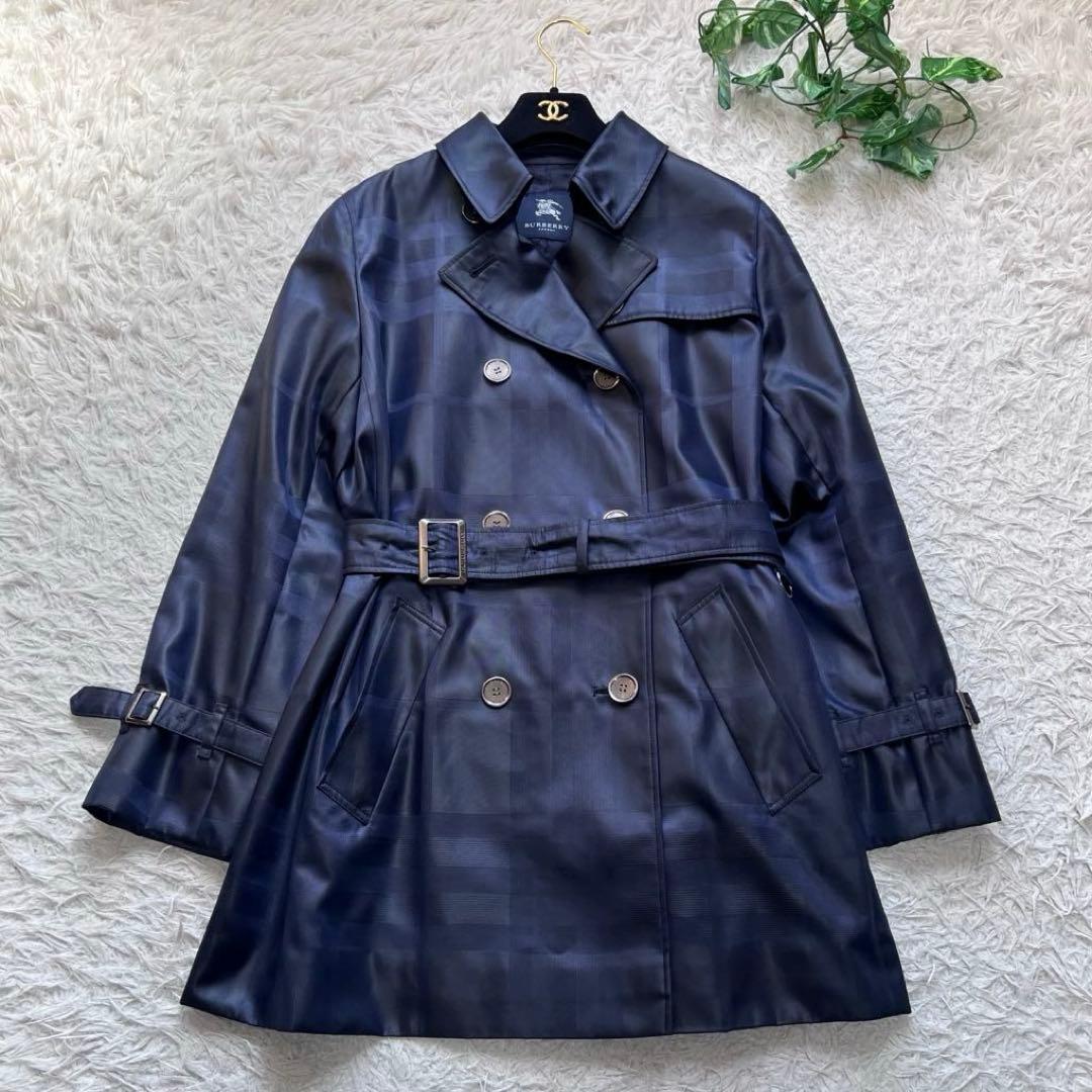 美品 バーバリー ロンドン トレンチコート シャドーチェック 大きいサイズ 44