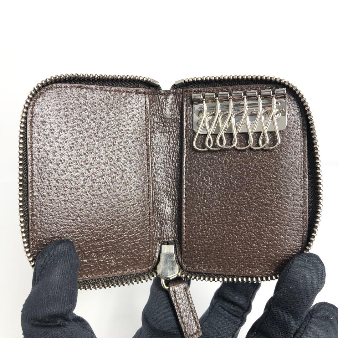 【ほぼ未使用】BVLGARI ブルガリ 6連キーケース ロゴマニア 男女兼用 茶