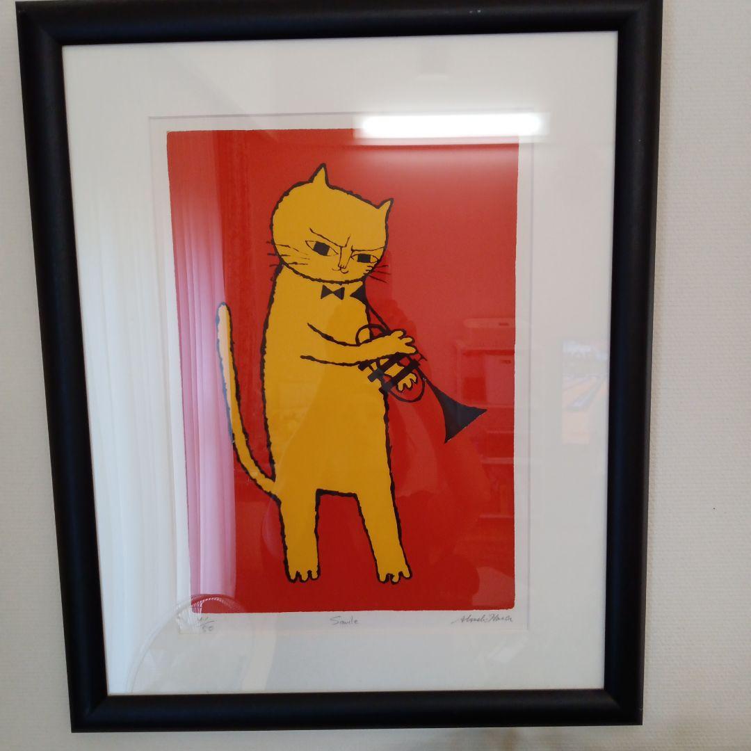 Smile　トランペットを持つ猫の絵