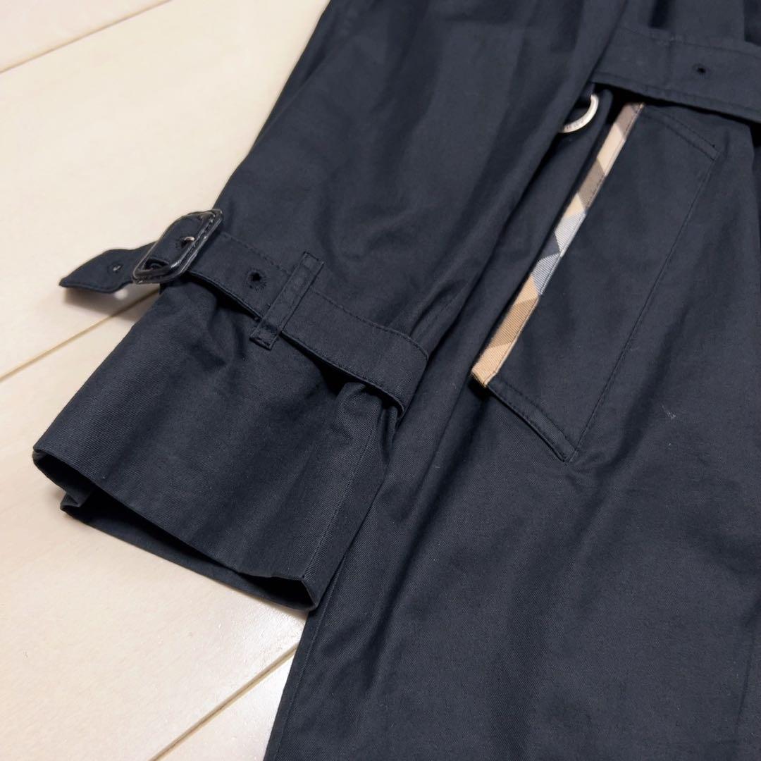 ☆BURBERRY LONDON☆ブラックトレンチコート メガチェック　ベルト付