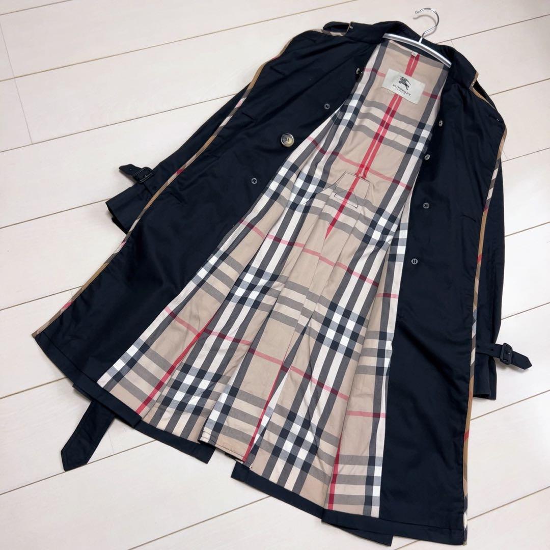 ☆BURBERRY LONDON☆ブラックトレンチコート メガチェック　ベルト付