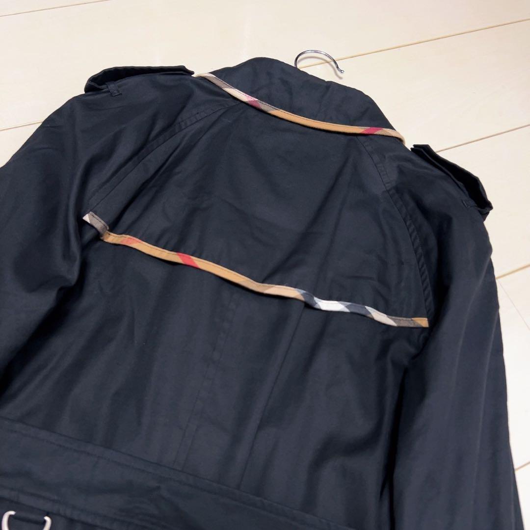☆BURBERRY LONDON☆ブラックトレンチコート メガチェック　ベルト付