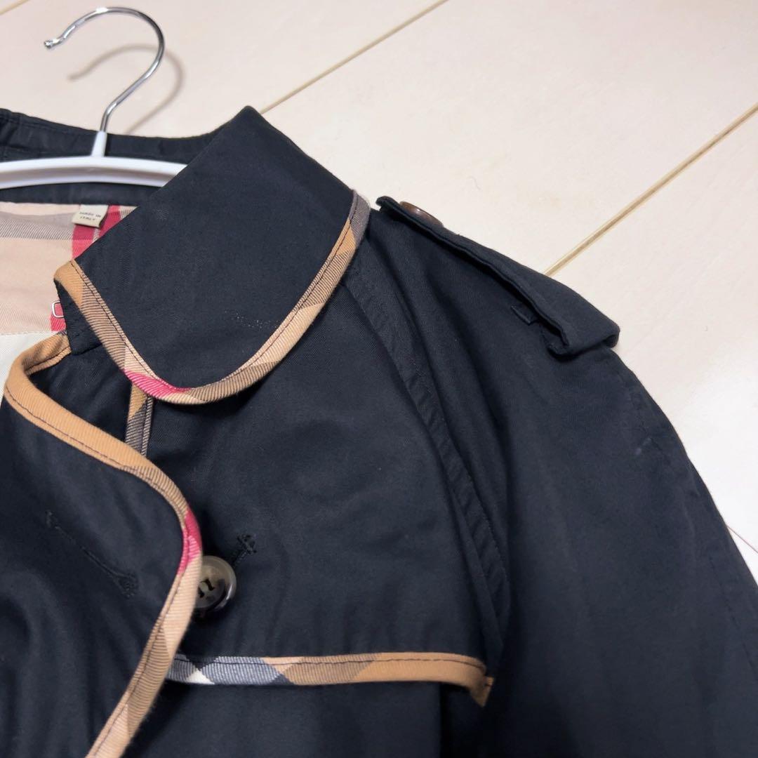 ☆BURBERRY LONDON☆ブラックトレンチコート メガチェック　ベルト付