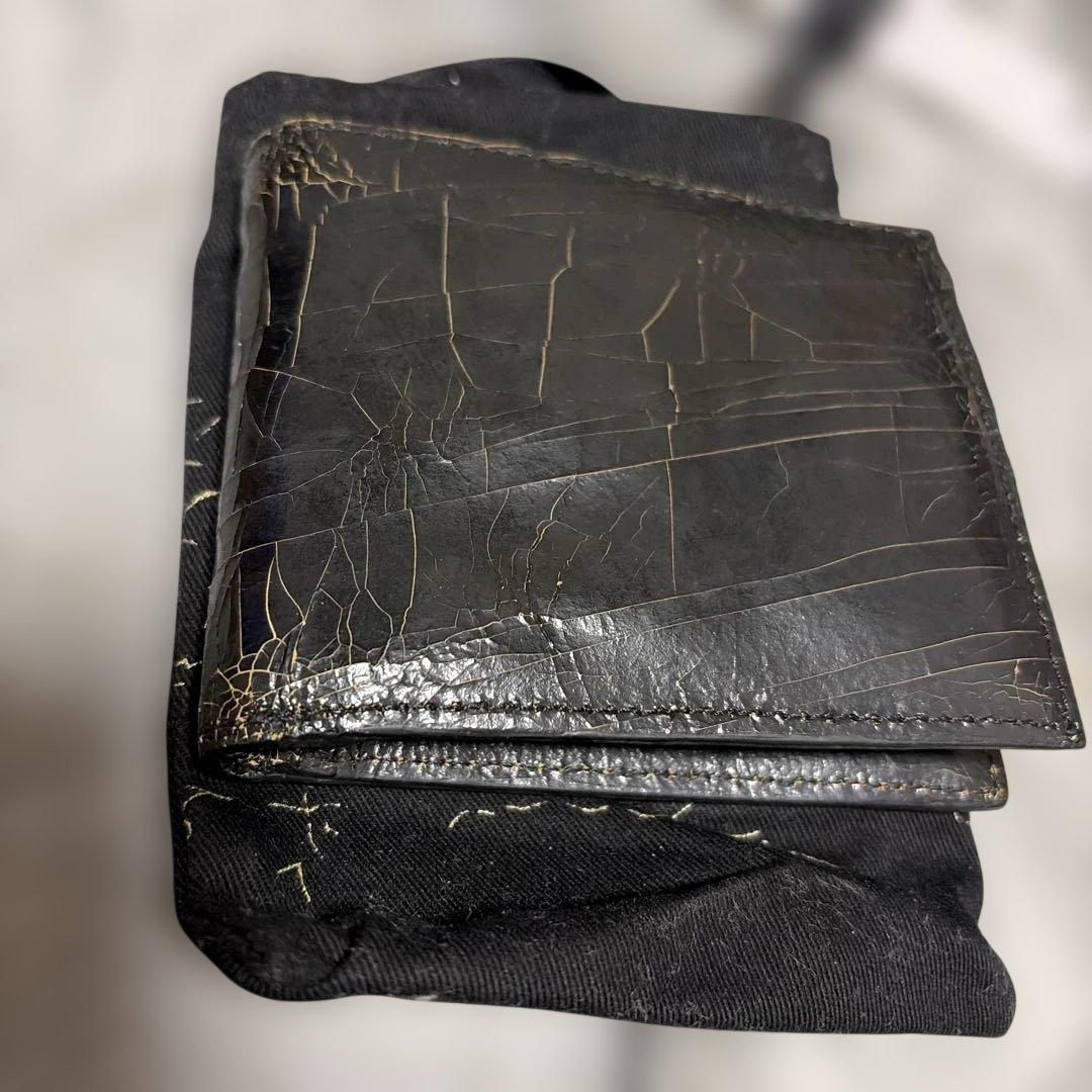 MARC MARMELクラック加工 二つ折り財布 黒