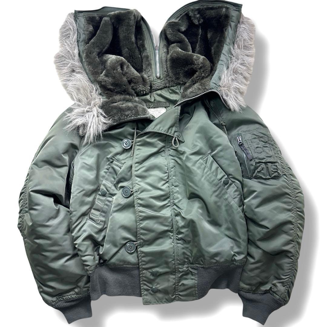 美品 ALPHA N-2B 90s フライトジャケット ブルゾン カーキー S