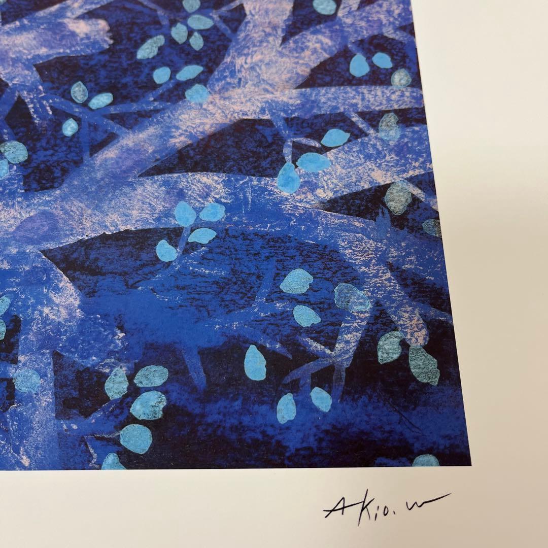 渡辺あきお　猫　小鳥　版画　それぞれの時間