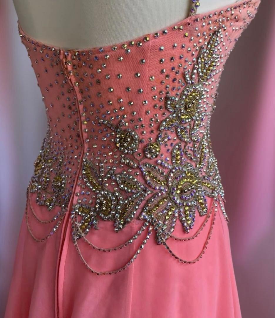 社交ダンス　パーティー　スタンダードドレス　ライトサーモンピンク　S 〜SM