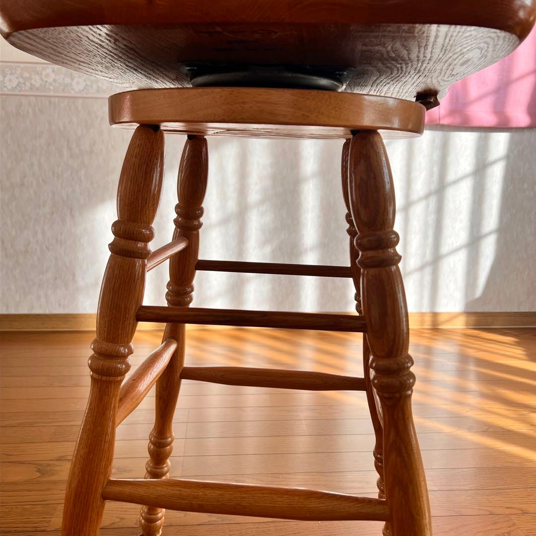 ②ウッド ウィンザーチェア　カウンターチェア 回転椅子 スポークチェア