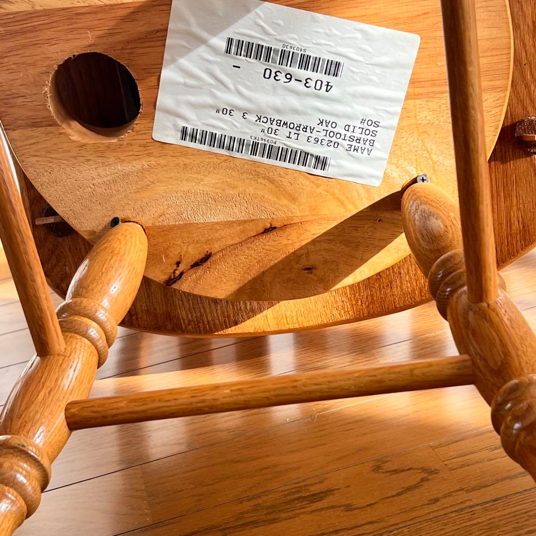 ②ウッド ウィンザーチェア　カウンターチェア 回転椅子 スポークチェア