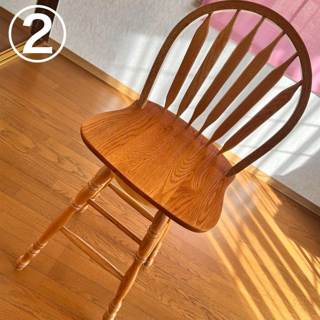 ②ウッド ウィンザーチェア　カウンターチェア 回転椅子 スポークチェア