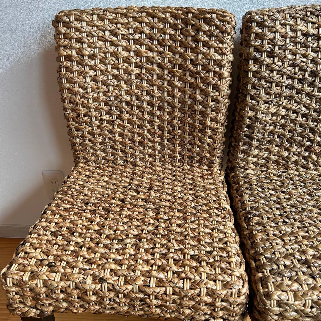 【美品】アジアン家具　ダイニングチェア　ウォーターヒヤシンス　バリ島　2脚セット