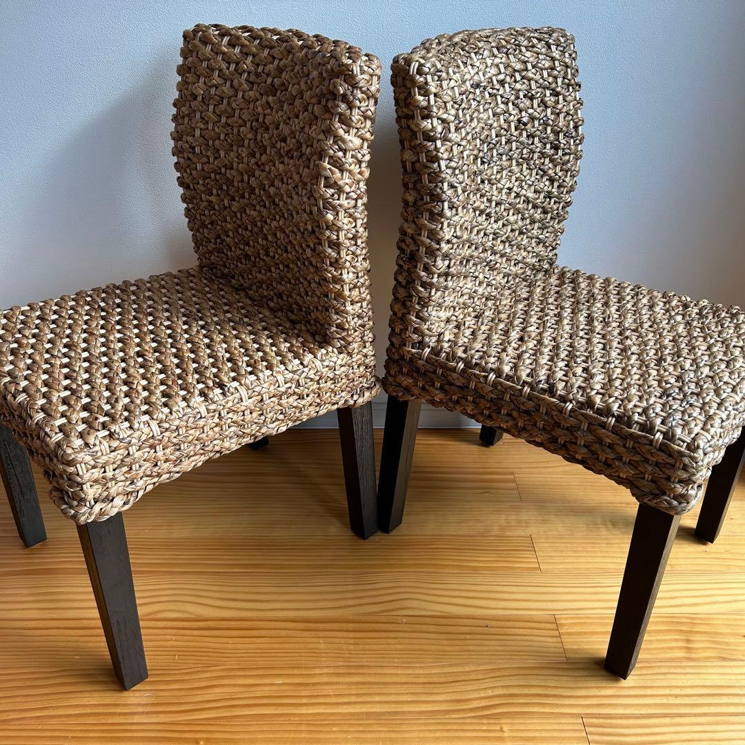 【美品】アジアン家具　ダイニングチェア　ウォーターヒヤシンス　バリ島　2脚セット