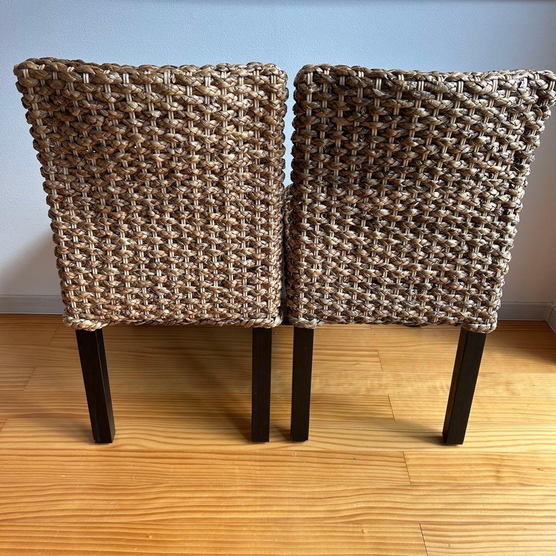 【美品】アジアン家具　ダイニングチェア　ウォーターヒヤシンス　バリ島　2脚セット