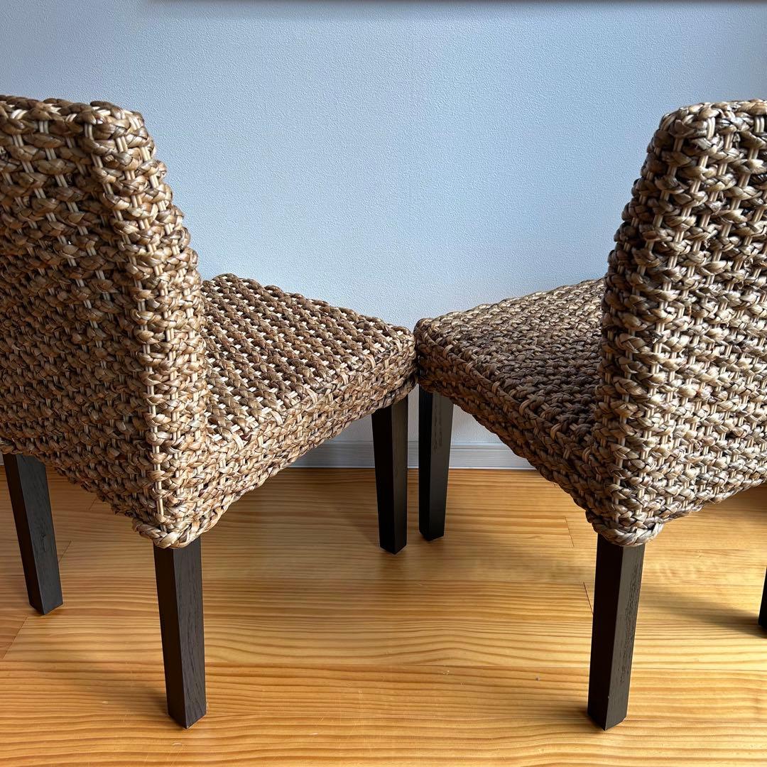 【美品】アジアン家具　ダイニングチェア　ウォーターヒヤシンス　バリ島　2脚セット