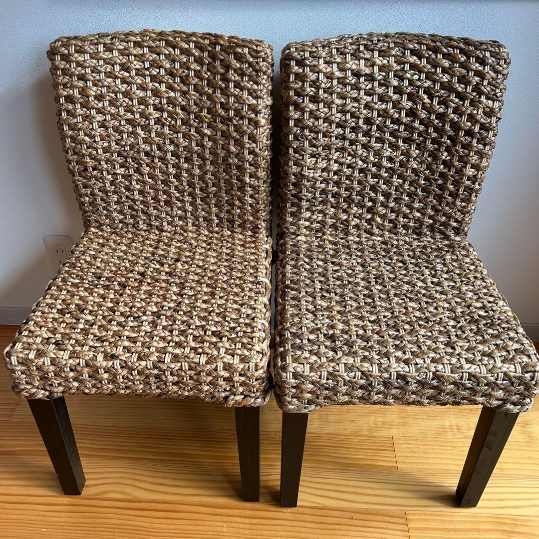 【美品】アジアン家具　ダイニングチェア　ウォーターヒヤシンス　バリ島　2脚セット