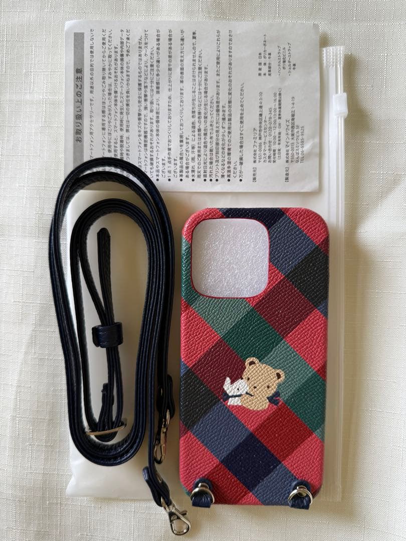 【新品】ファミリア♡スマホケースショルダーストラップ付きiPhone16pro