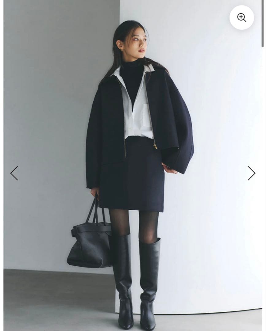 anuans リバーウールミニスカート　ネイビー　S