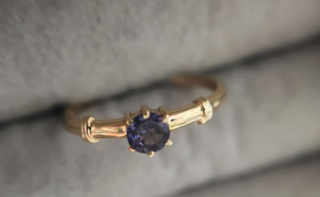 天然アレキサンドライト K18 シンプルリング