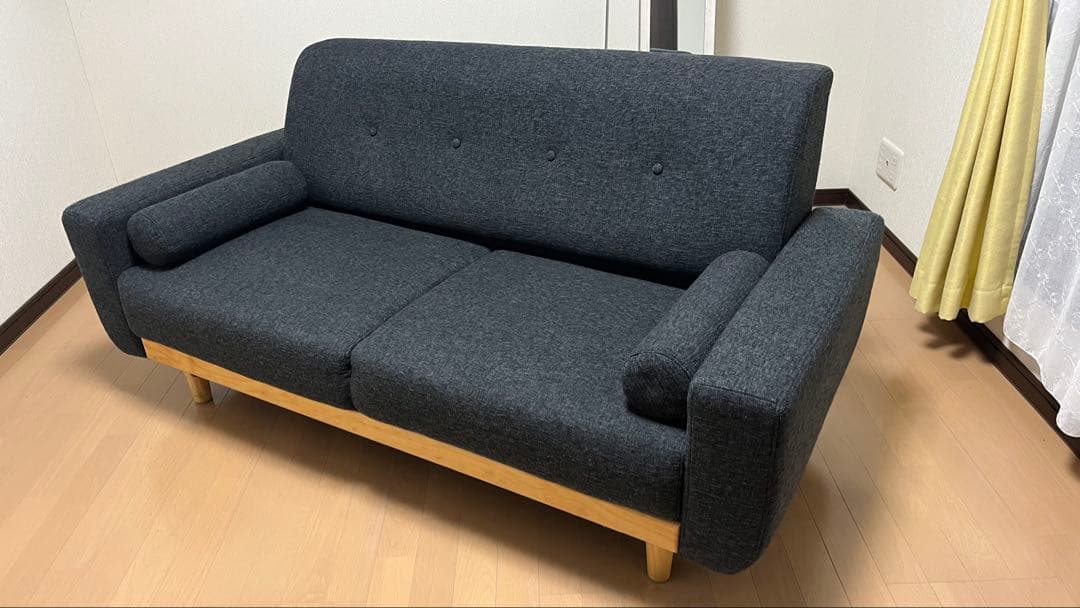 グレー ファブリック 2人掛けソファ