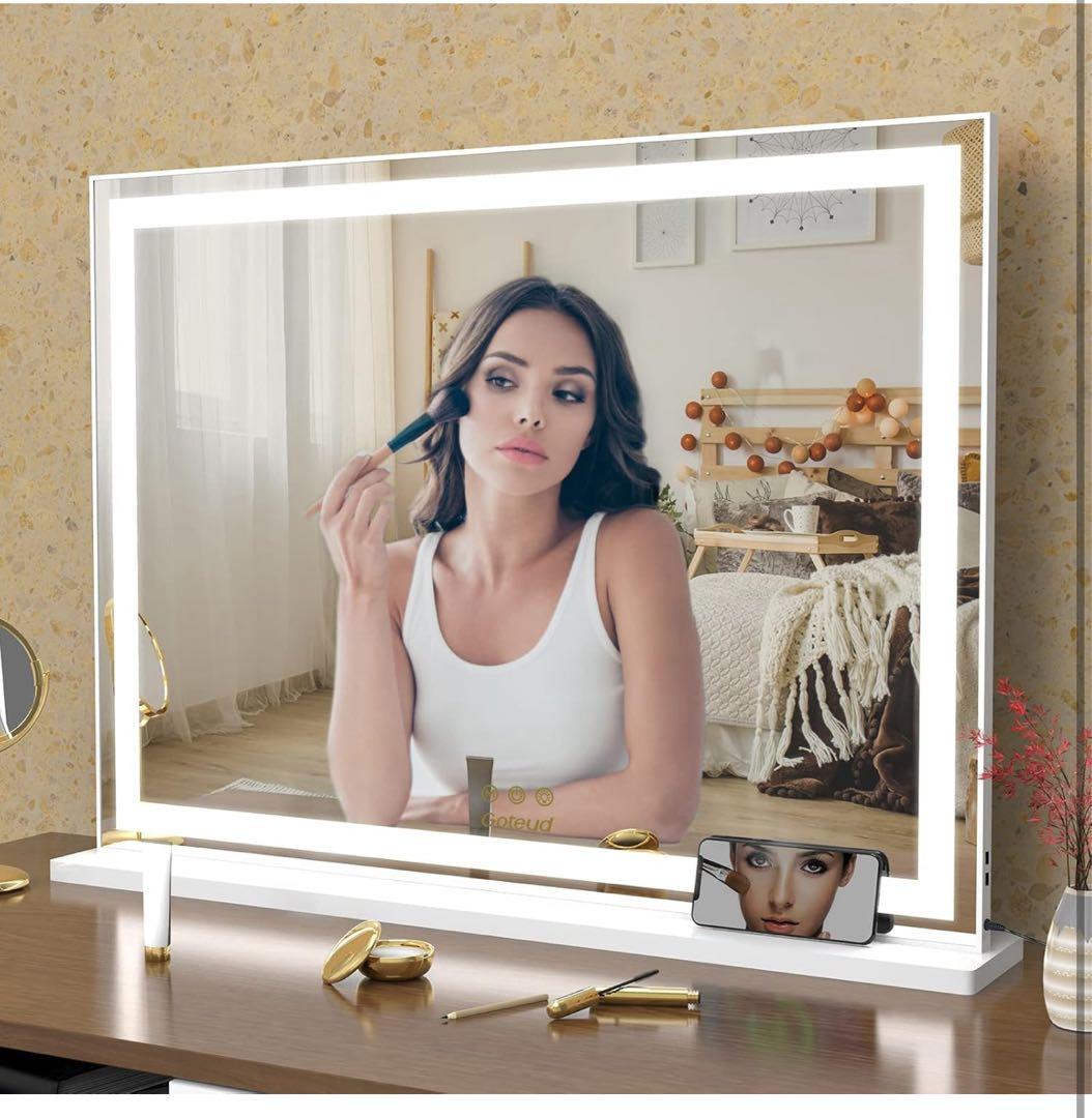 女優ミラー 卓上 ハリウッド USB 調光 大型 76×56cm