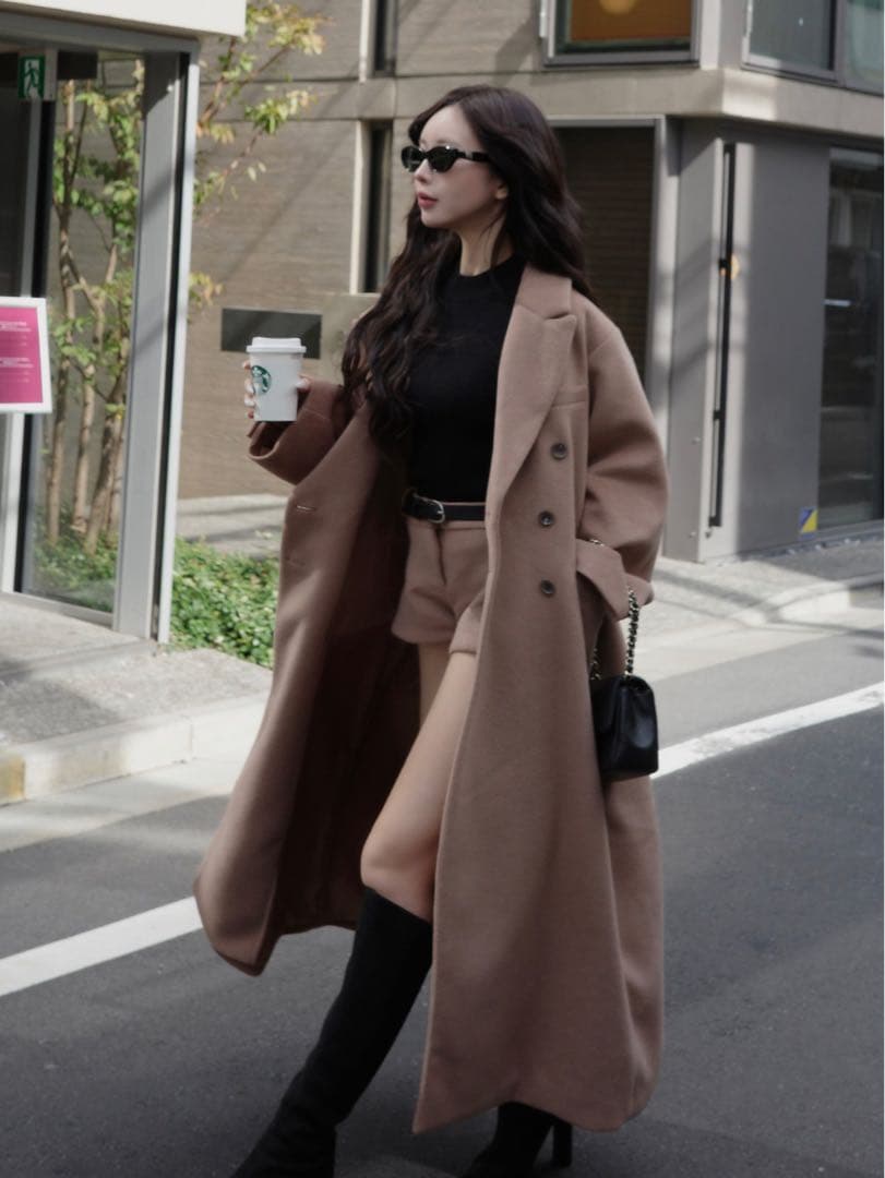 完売品　Darichダーリッチ　ダブルロングチェスターコート　キャメル FL