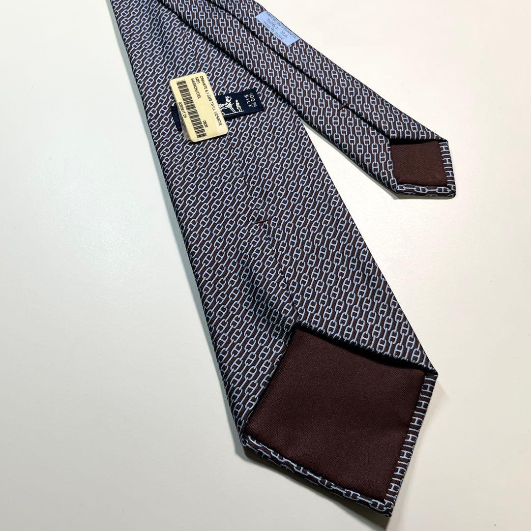 ✨極美品✨HERMES エルメス　ネクタイ　高級シルク　シェーヌダンクル柄