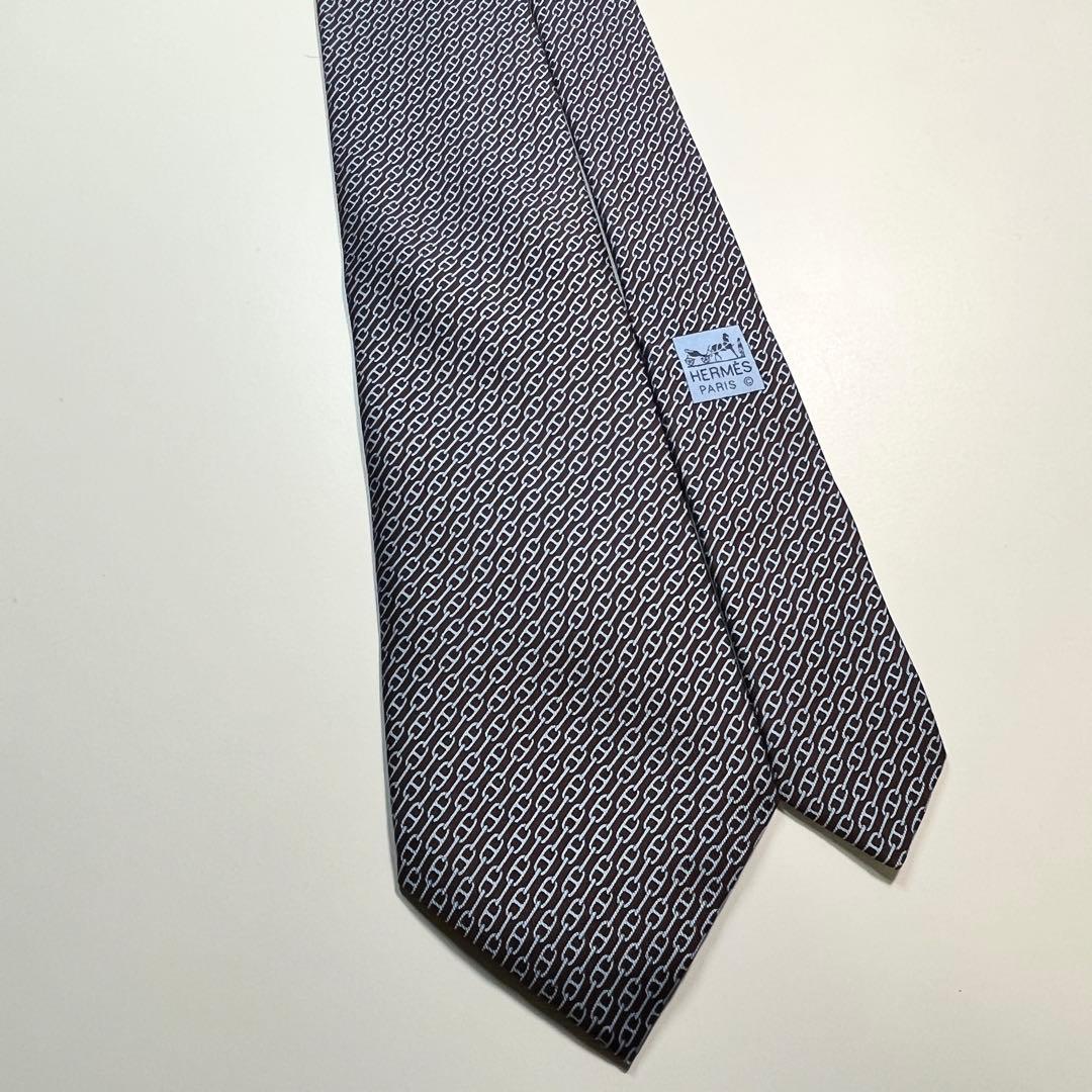 ✨極美品✨HERMES エルメス　ネクタイ　高級シルク　シェーヌダンクル柄