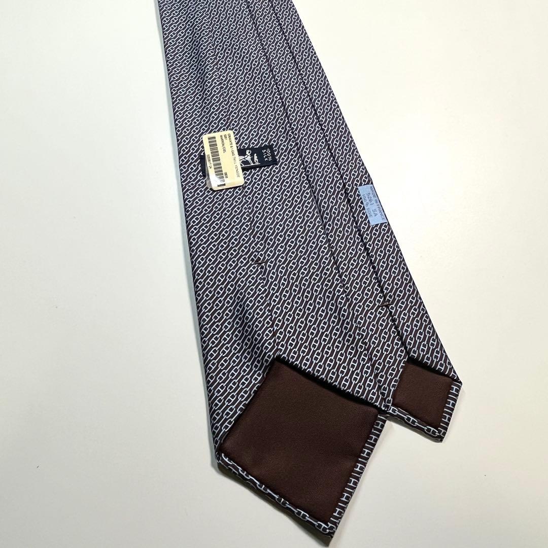 ✨極美品✨HERMES エルメス　ネクタイ　高級シルク　シェーヌダンクル柄