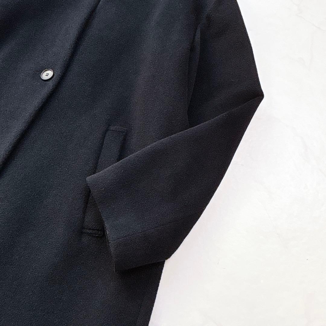 【UNTITLED】定価5.3万　プレミアム　カシミヤ　ノーカラーコート　黒　4