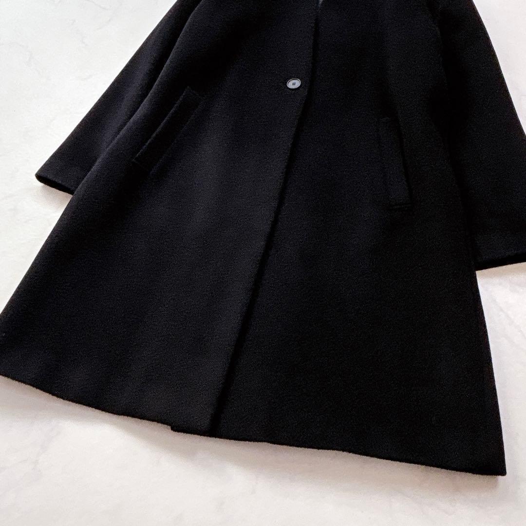【UNTITLED】定価5.3万　プレミアム　カシミヤ　ノーカラーコート　黒　4