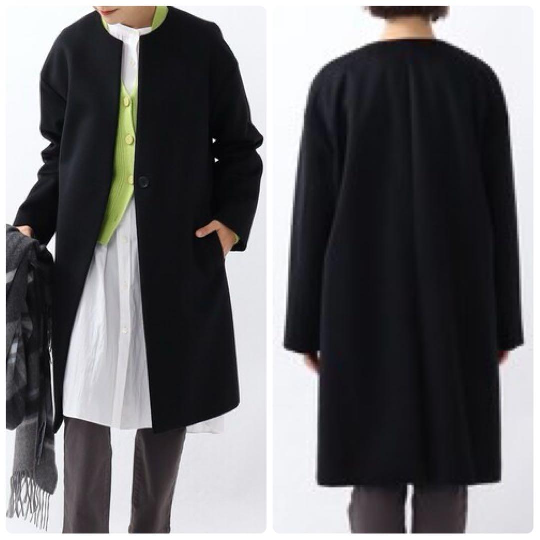 【UNTITLED】定価5.3万　プレミアム　カシミヤ　ノーカラーコート　黒　4