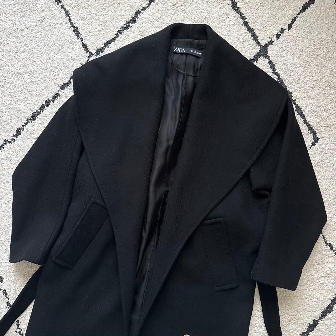 美品　ZARA　MANTECO ベルテッドコート ショールカラー　ロング　ベルト