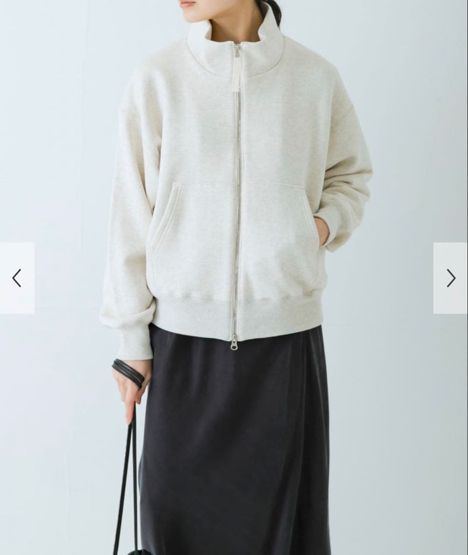 【新品タグ付き】コットンスウェットスタンドジップ　オートミール