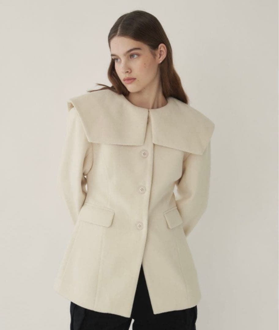 【GIUNON】ビッグカラーコート アイボリー