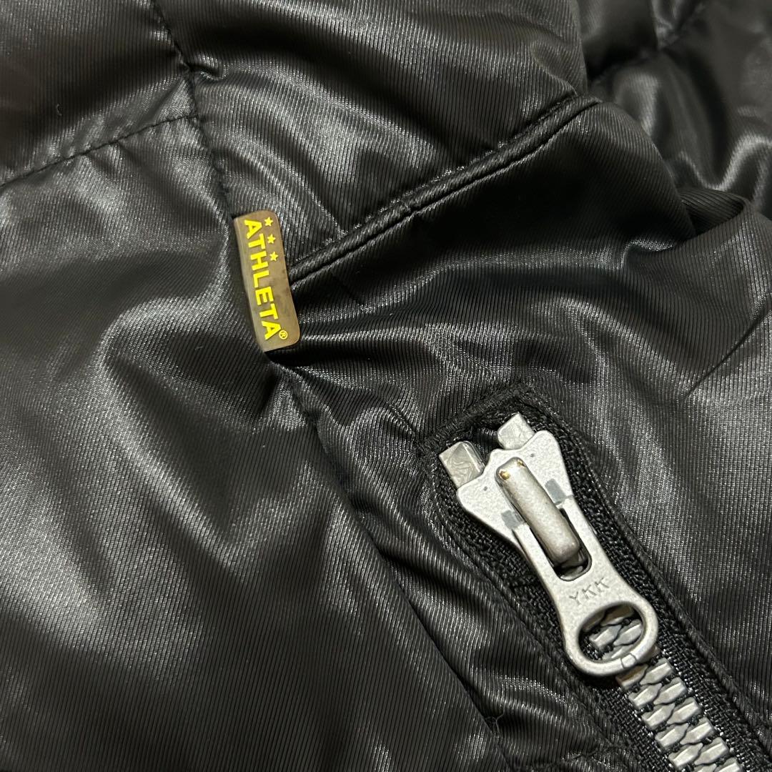 良品★アスレタ〔130〕キッズ ベンチコート フード付 ダブルジップ 黒