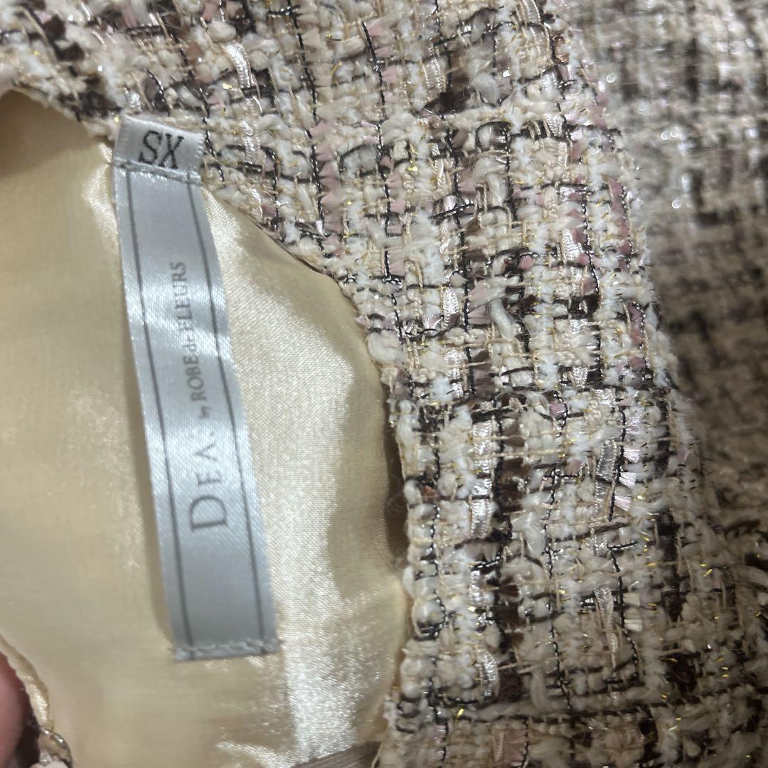 【にゃんり】ディアバイローブドフルール ツイードドレス ベージュ xs