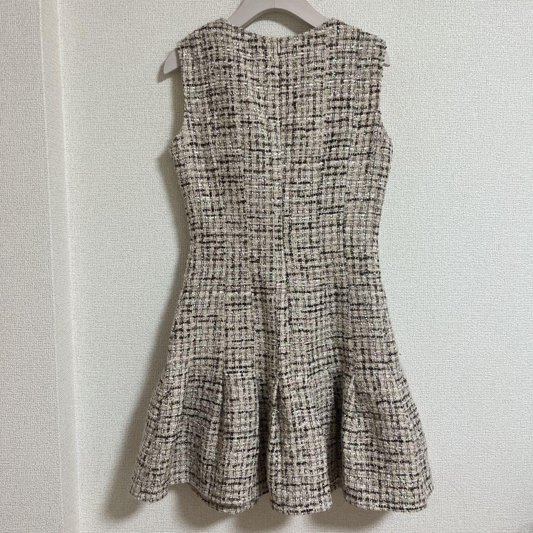 【にゃんり】ディアバイローブドフルール ツイードドレス ベージュ xs