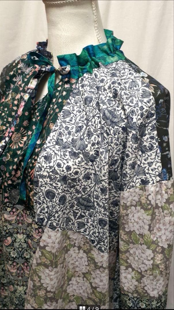 【春秋】リバティ パッチワークワンピース 【ハンドメイド】