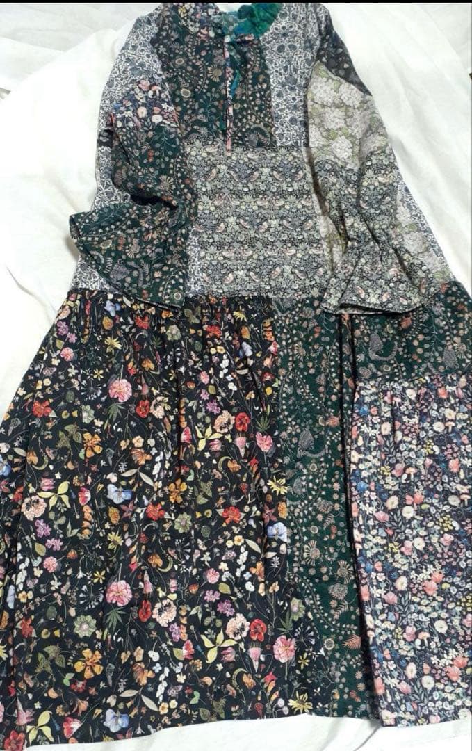 【春秋】リバティ パッチワークワンピース 【ハンドメイド】